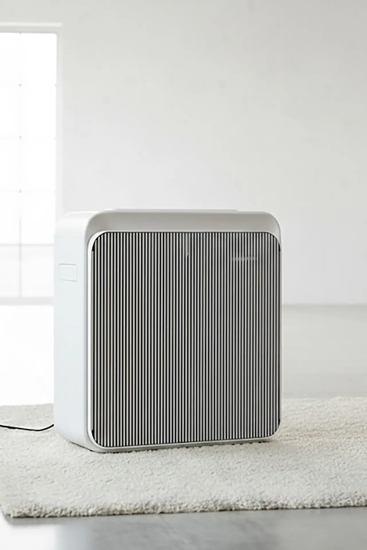 A compact air purifier in a light interior